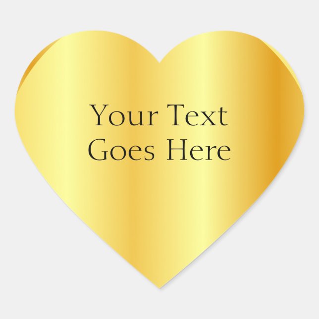 Custom Glamour Faux Gold Metallic Look Template Heart Sticker (Front)