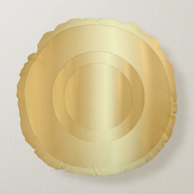 Custom Glamourous Blank Template Elegant Faux Gold Round Cushion (Front)