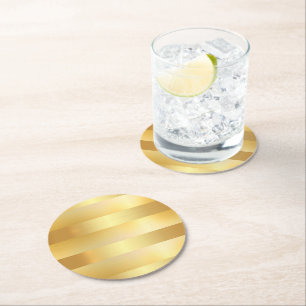 Custom Glamourous Gold Look Blank Modern Elegant Round Paper Coaster
