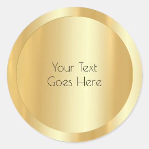 Custom Glamourous Gold Look Modern Template Classic Round Sticker