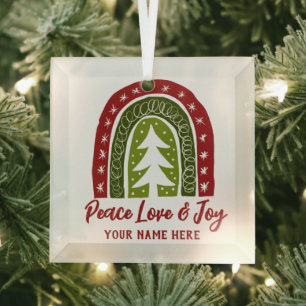 Custom glass Boho Christmas tree ornament