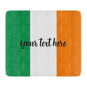 Custom glass cutting board with Irish flag design