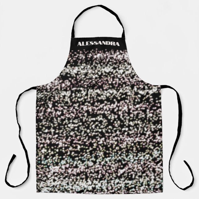 Custom glitter abstract dots black rose gold blush apron (Front)