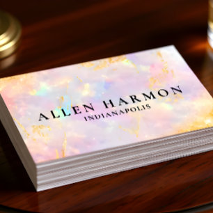 Custom Glitter Blue Opal Stone Background Business Card