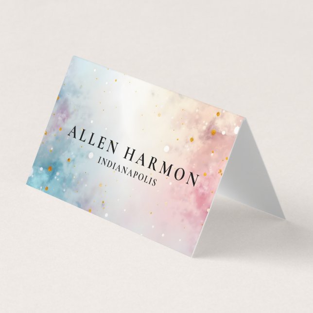 Custom Glitter Blue Opal Stone Background Business Card (Front)