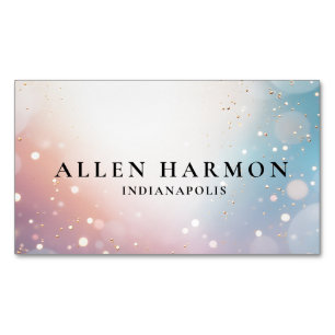 Custom Glitter Blue Opal Stone Background Magnetic Business Card