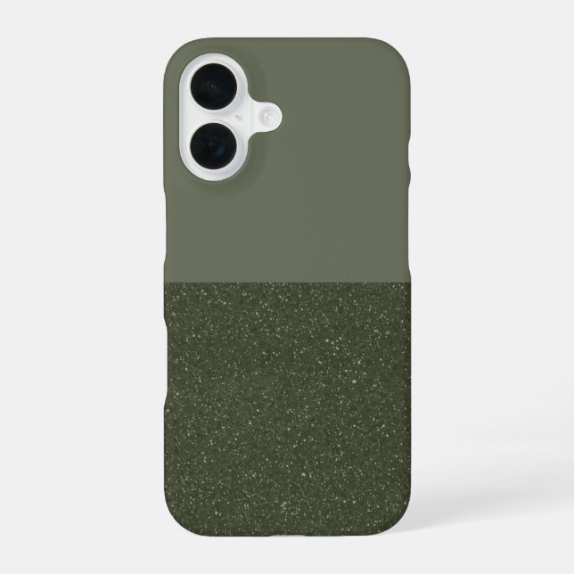 Custom Glitter & Matte Moss iPhone 16 Case (Back)