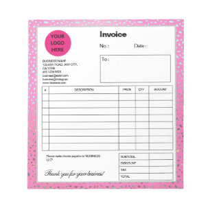 Custom Glitter Pink Cheetah Print Invoice Notepad