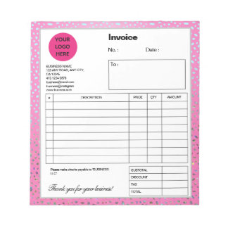 Custom Glitter Pink Cheetah Print Invoice Notepad
