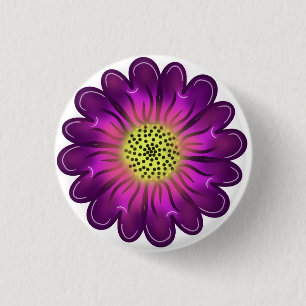 Custom Glowing Neon Purple & Pink Dahlia Flower 3 Cm Round Badge