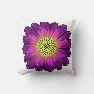 Custom Glowing Neon Purple & Pink Dahlia Flower Cushion