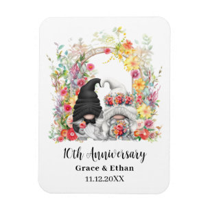 Custom Gnome Floral Arch 10th Wedding Anniversary Magnet