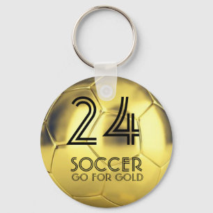 Custom Go for Gold Soccer Ball Waterproof Keychain