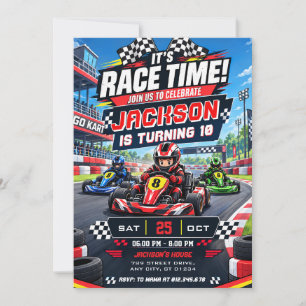 Custom Go Kart Racing Birthday party for kid Invitation
