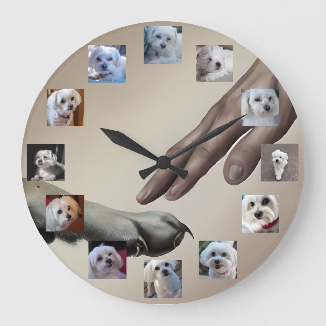 Custom God Created Dog 12-Year Puppy Your Photos Large Clock (Front)