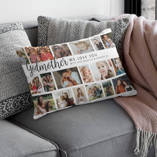 Custom Godmother 18 Photo Collage Lumbar Cushion (Creator Uploaded)