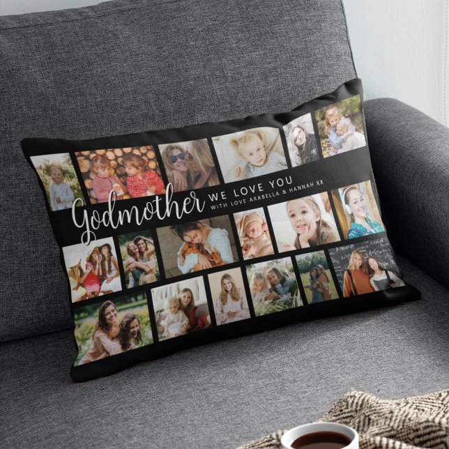 Custom Godmother 18 Photo Collage Lumbar Cushion (Creator Uploaded)