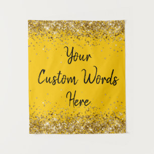 Custom Gold and Black Birthday Party Photo Booth Tapestry