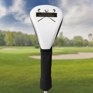 Custom Gold and Black Elegant Modern Golf Head Cover