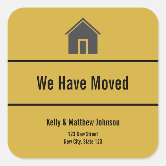 Custom Gold and Black Moving Announcement Sticker (Front)