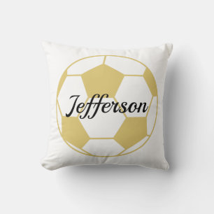 Custom Gold and white soccer ball football Cushion