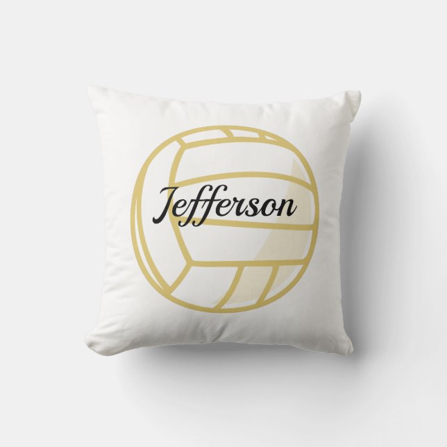  Custom Gold and white volleyball football Cushion (Front)