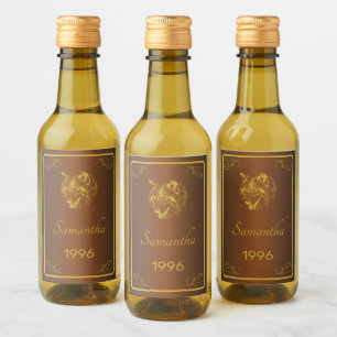 Custom Gold Birthday Mini Wine Bottle Labels. Label