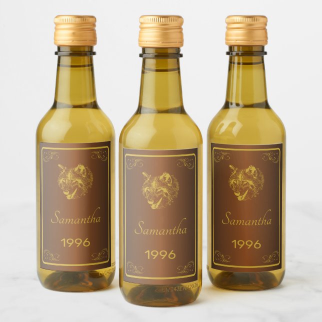 Custom Gold Birthday Mini Wine Bottle Labels. Label (Bottles)
