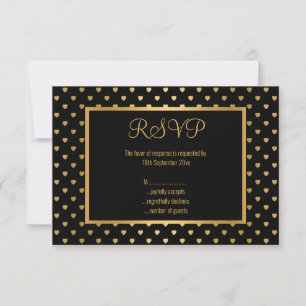 CUSTOM GOLD BLACK HEART ELEGANCE ALL OCCASION RSVP CARD