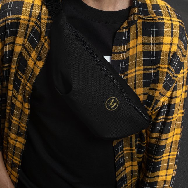 Custom Gold Black Monogram l Stylish Minimalist  Bum Bags (Creator Uploaded)