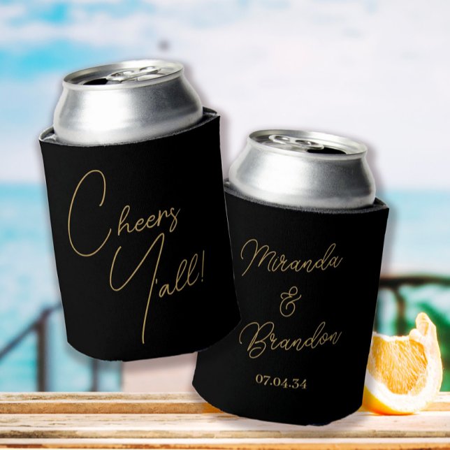 Custom Gold Black Wedding Can Cooler (Creator Uploaded)