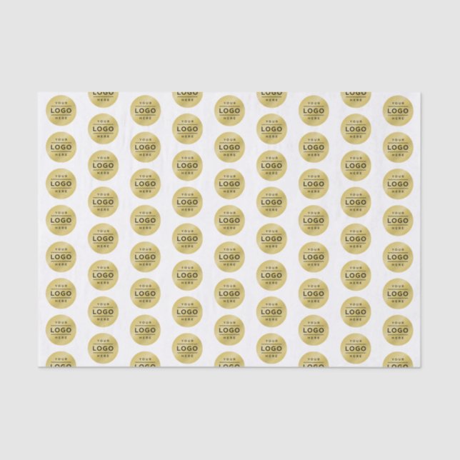 Custom Gold Business Logo Branding Patterned Tissue Paper (Front)