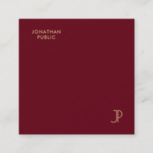 Custom Gold Color Monogram Luxury Premium Pearl Square Business Card