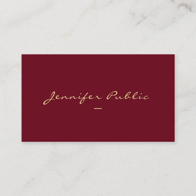 Custom Gold Colour Handwriting Script Template Business Card (Front)