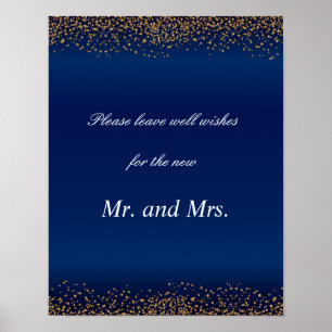 Custom - Gold Confetti & Navy Blue Well Wishes Poster