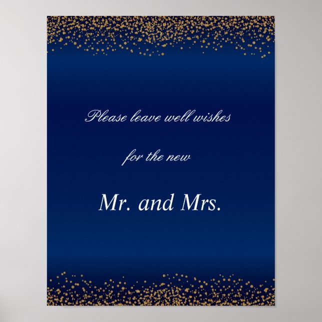 Custom - Gold Confetti & Navy Blue Well Wishes Poster (Front)