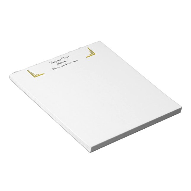 Custom Gold Corner Business Notepad (Angled)