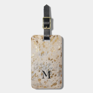 Custom Gold Cowhide Monogrammed Print luggage tag