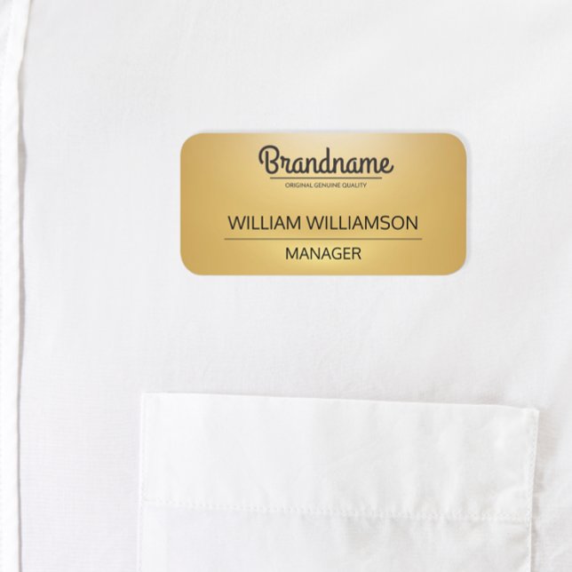 Custom Gold Employee Logo  Name Tag (Gold logo name tag)