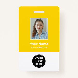 Custom Gold Employee Photo ID Logo Name Badge ID Badge