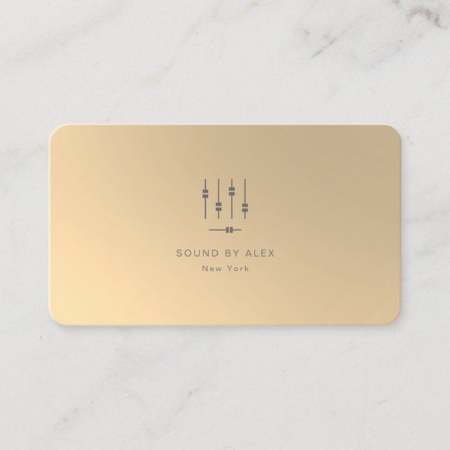 Custom Gold Faux Business Cards for Audio Engineer (Front)