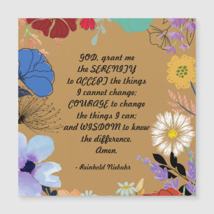 Custom Gold Floral Serenity Prayer Magnet