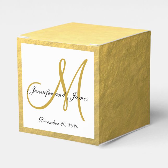Custom Gold Foil Coloured Monogram Favour Box (Front Side)