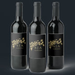 Custom Gold Foil Luxury Botanical Monogram Modern Wine Label<br><div class="desc">Custom Gold Foil Leaves Botanical Monogram Simple Classic Round Sticker</div>