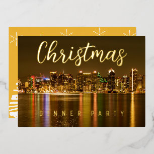Custom Gold Foil San Diego Christmas Dinner Party