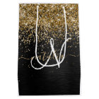 Custom Gold Glitter Black Sparkle Monogram