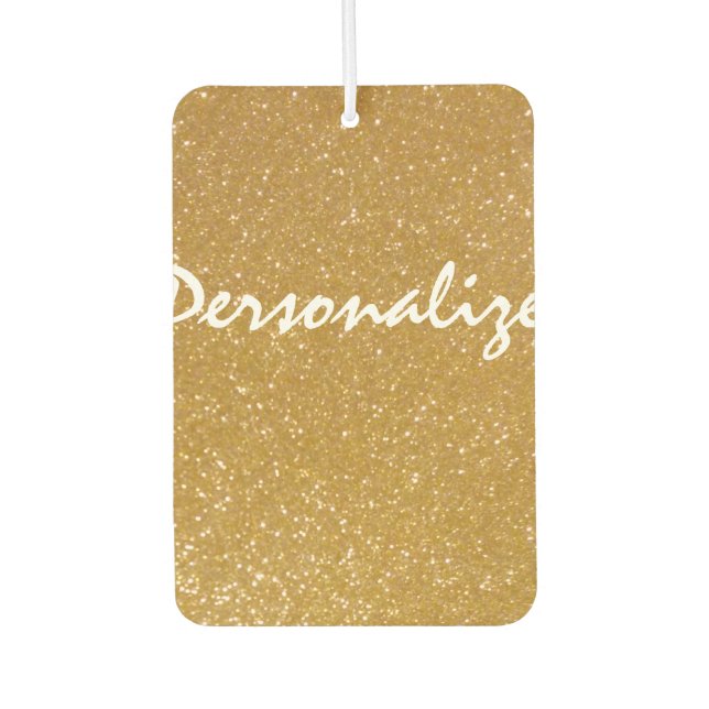 Custom gold glitter heart shaped car air freshener (Front)