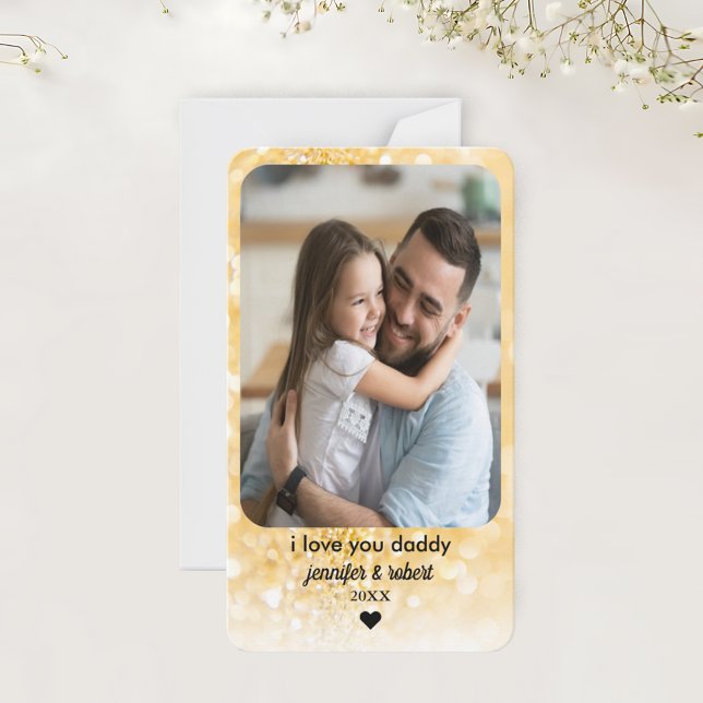 Custom Gold Glitter Photo Card | Fathers Day Card (Custom Gold Glitter Photo Card | Father's Day Card)