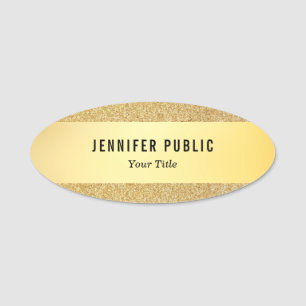Custom Gold Glitter Template Elegant Simple Design Name Tag