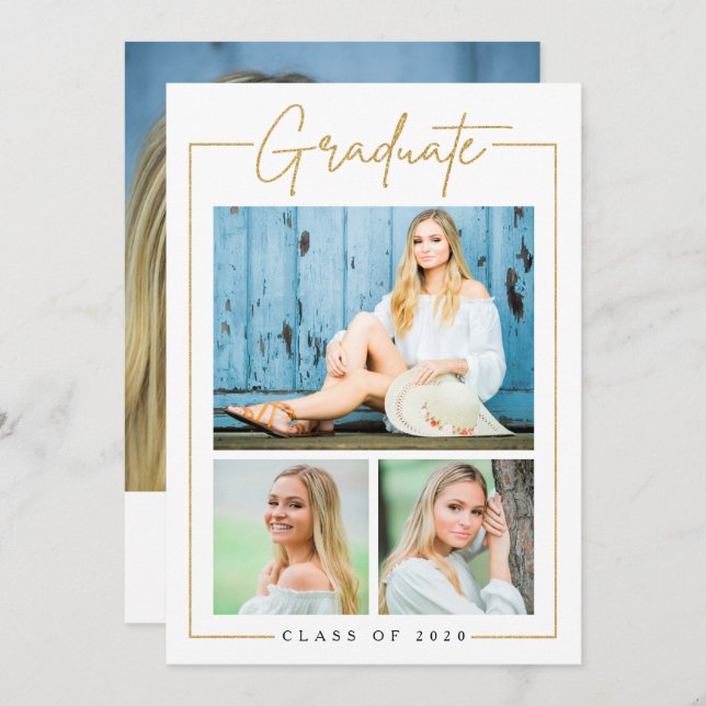 Custom Gold Graduation Announcement (Front/Back)